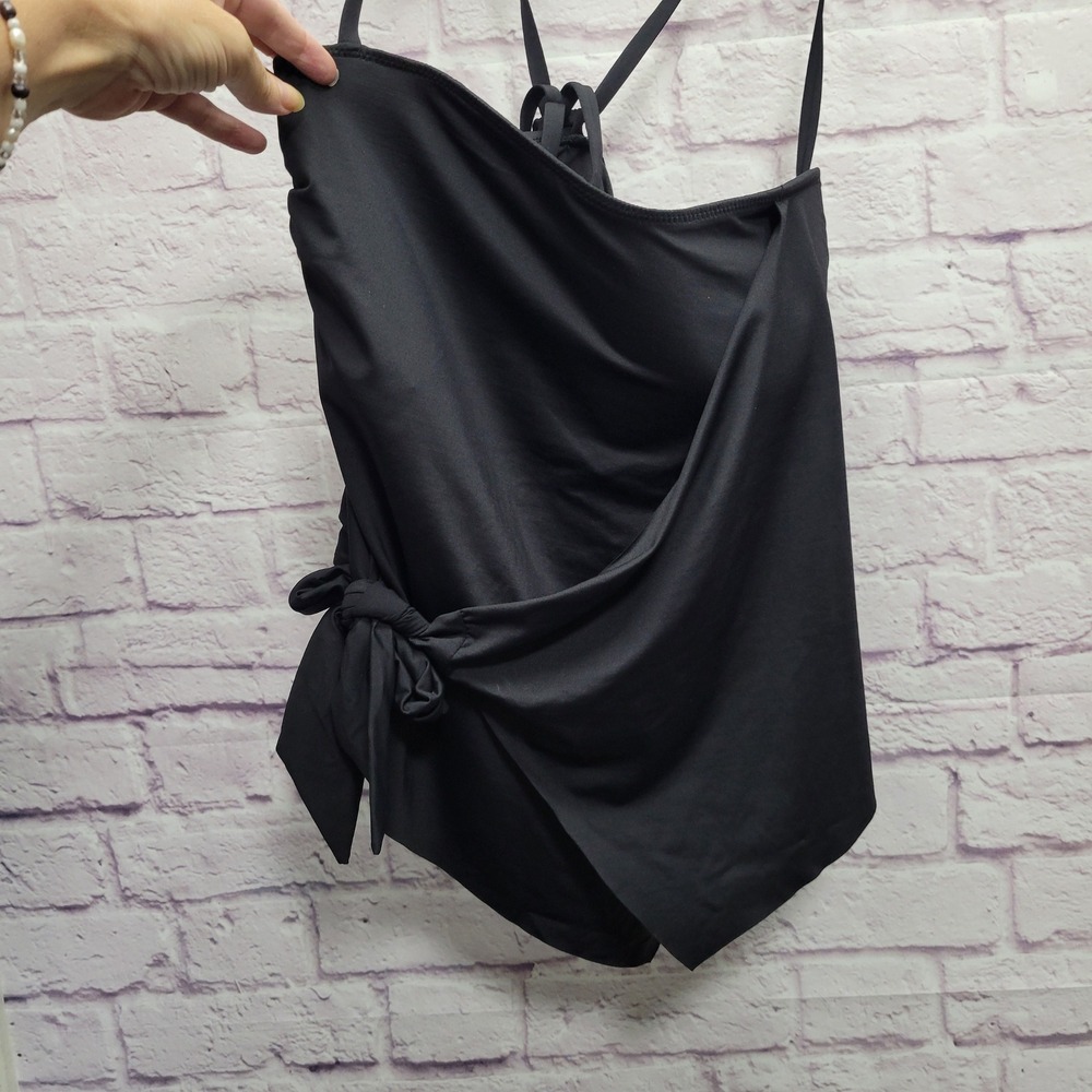 NEW Becca‎ Etc Rebecca Virtue Black Tankini Plus Size 1X Swimwear Top Side Tie - Picture 5 of 10